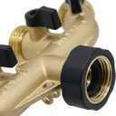 ATDAWN 4 Way Brass Hose Splitter, 3/4" Brass Hose Faucet Manifold, Garden Hose Adapter Connector