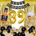 39th Birthday Decorations For Men Happy 39th Birthday Decorations For Him 39 Birthday Decorations For Man 39 Year Old Boy Birthday Decorations Black Gold Thirty Nine Birthday Party Decor