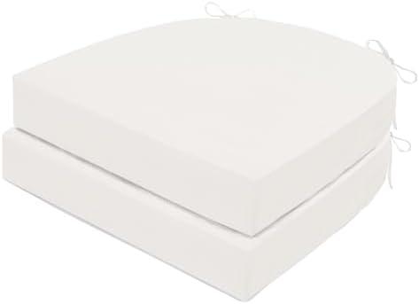 MJIAIDEA Outdoor Chair Cushions Set of 2, Waterproof Foam Patio Seat Cushions with Ties for Garden Sofa & Dining Furniture, 3-Year Color Fastness, 16x17x2 Inch, Beige