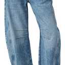 PLNOTME Women's Baggy Boyfriend Jeans Vintage Wide Leg Mid Rise Barrel Denim Ankle Pants Size 4