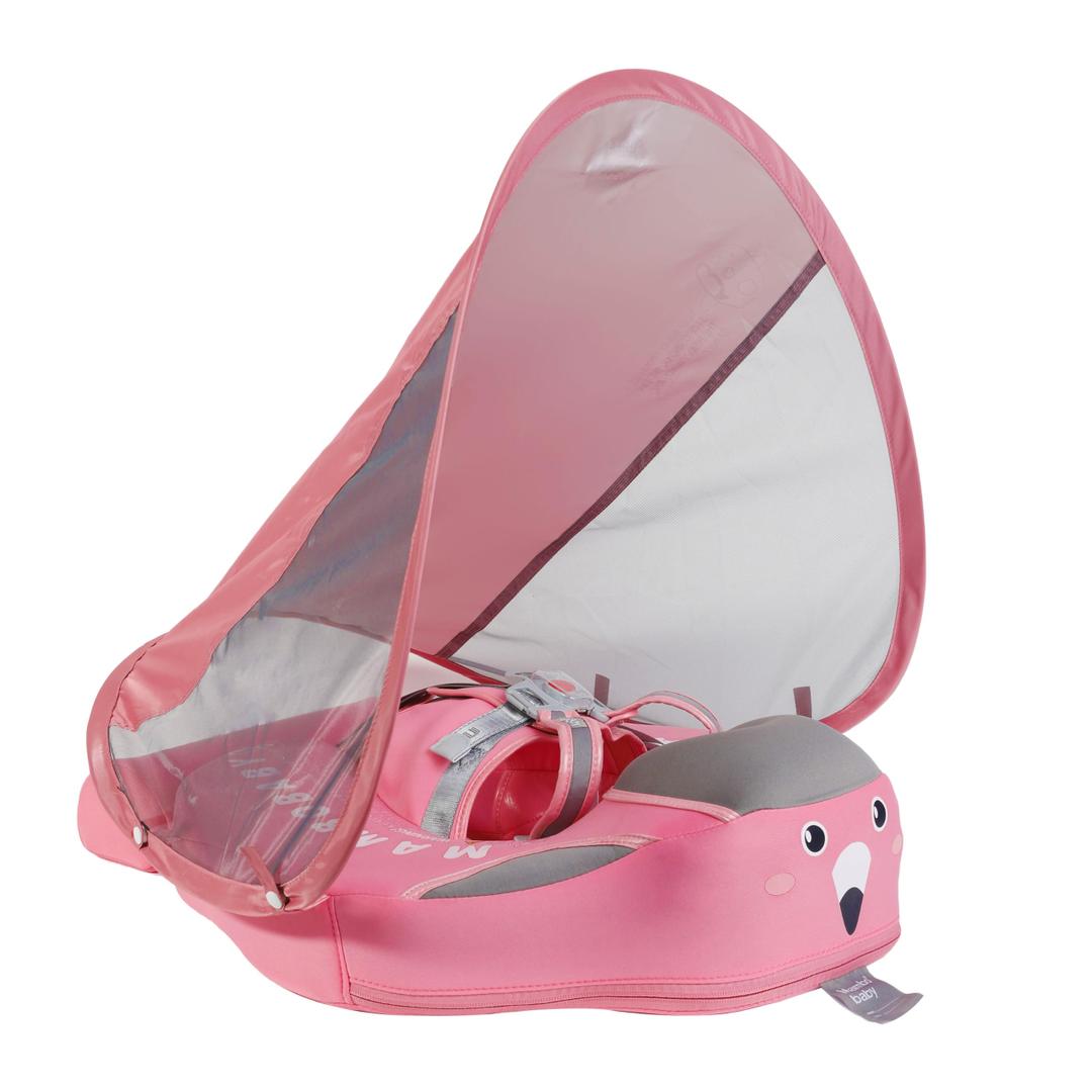 Mambobaby Baby Float with Canopy for PoolInfant Toddler Swim Float for Outdoor, UPF 50+ Sun Protection Solid Pearl-Foam Soft Skin-Friendly Fabric Material Baby Boat Float 3-24 Months