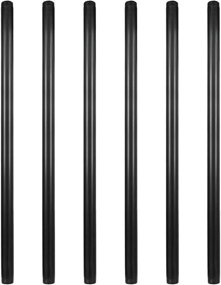GeilSpace 6 Pack 3/4"  30" Pre-Cut Black Metal Pipe, Industrial Steel Fits Standard Three Quarters Inch Black Threaded Pipes and Fittings - Vintage DIY Industrial Shelving (3/4"  30")