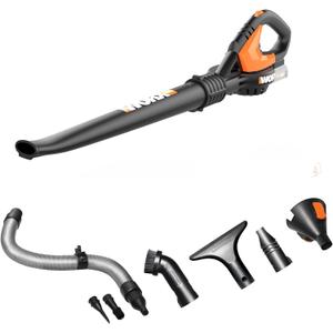 WORX WG545.9 20V Cordless Leaf Blower, Electric Blowers for Lawn Care with 120 MPH & 2.7 Lbs, Long Nozzle Design for Narrow Spaces with Cleaning Attachments, Battery & Charger Not Included