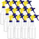 Eccliy 12 Pcs 16 Oz Plastic Spray Bottle, Adjustable Empty Reusable Sprayer for Cleaning, Planting, Water, Bathroom and Kitchen, BBQ, Commercial and Residential (Original,Yellow,Blue)
