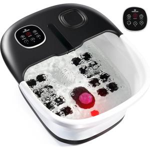Medical king Foot Spa with Heat and Massage and Jets Includes A Remote Control A Pumice Stone Collapsible Massager with Bubbles and Vibration (Black)