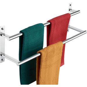 KOKOSIRI Bathroom Towel Racks 20 Inch Double Towel Bars Bath Towel Holder Towel Storage Towel Shelves Wall Mount Stainless Steel Polished Chrome B5010CH-L20