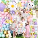 MOVINPE Some Bunny Is One Birthday Party Decorations for Girl, Baby Girl 1st Easter Bunny Birthday Party Supplies First Birthday Decor, Easter Rabbit Macaron Theme Balloons Backdrop Party Decor