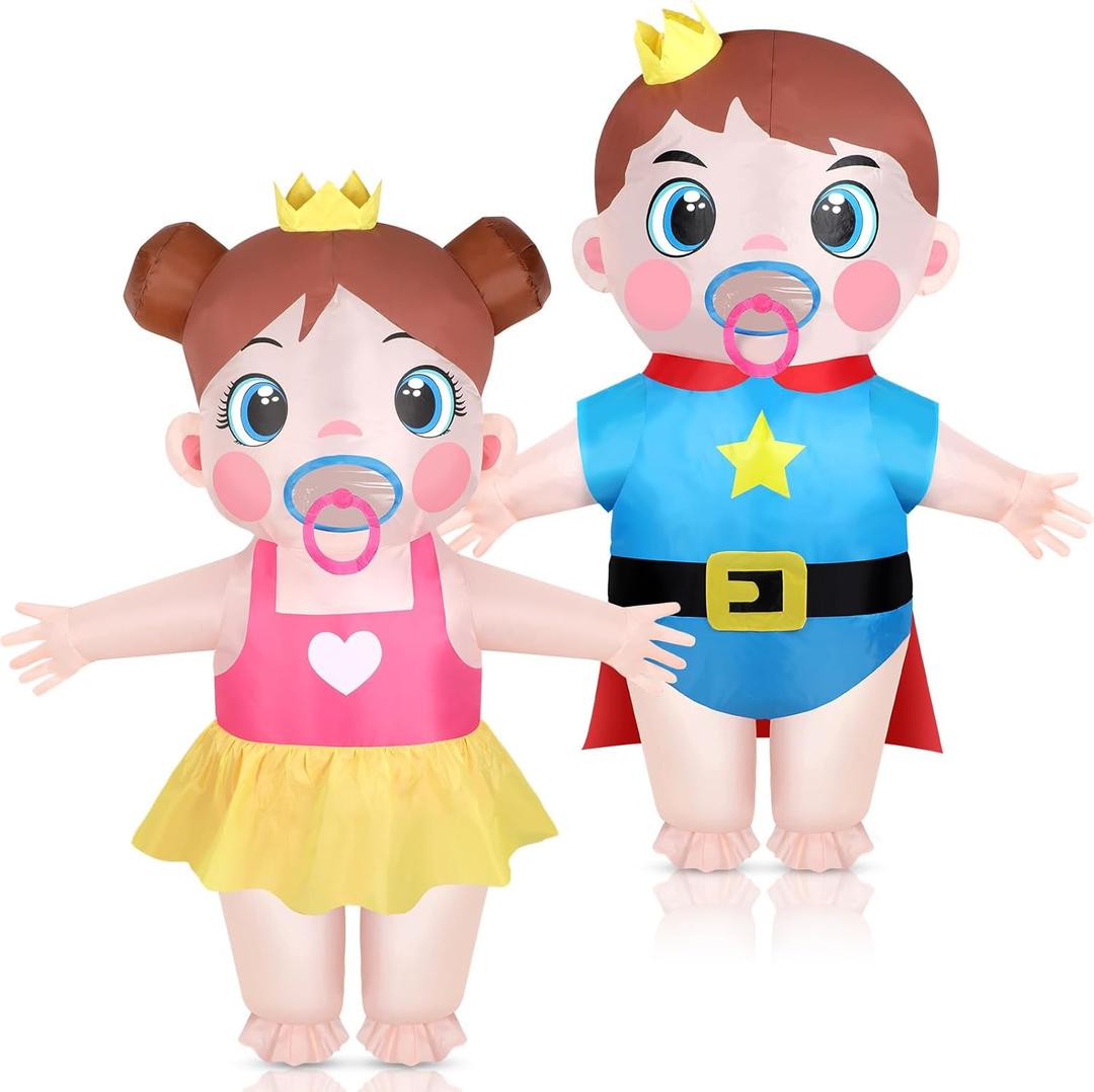 2 Pcs Inflatable Baby Costume for Adults Blow up Costume Gender Reveal Baby Shower Costume Halloween Cosplay (Royal)