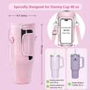 Initial A-Z Carrier Bag for Stanley 40 oz Tumbler, Stanley Cup Holder with Strap - Spill Stopper - Letter Charm (Princess Pink)