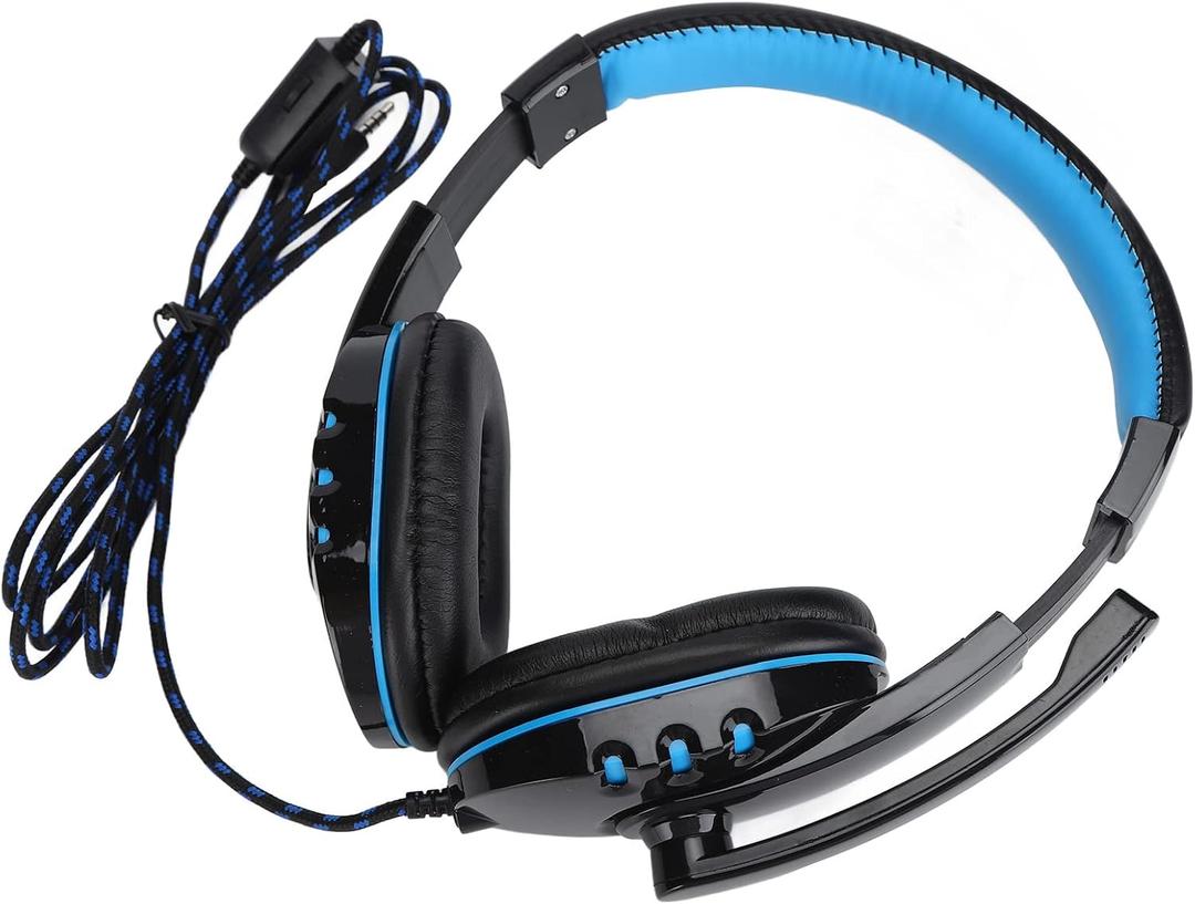 Wire Gaming Headset with Adjustable Mic, High Sound Quality Over Ear Headhones HiFi StereoNoise CancellingComfortable Earmuffs, 3.5mm Jack, for PC Mobile Phones