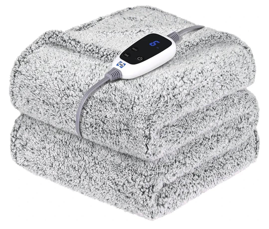 SEALY Electric Blanket Heated Throw 50"x60" Soft Double Sherpa Super Cozy with 6 Fast Heating Levels & 2-10 Hours Auto-Off, Over-Heat Protection, Machine Washable, Charcoal