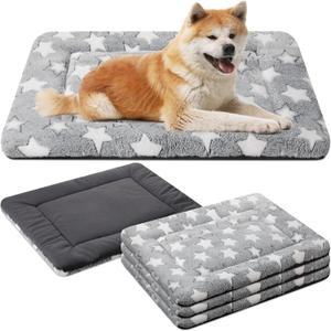 4 Pcs Dog Bed Mat Washable Dog Cats Kennel Pad for Crate Pet, Soft Comfortable Replaceable Reversible for Small, Medium, Large Dogs Machine Washable(20 x 30 x 1.6 Inch,Gray)
