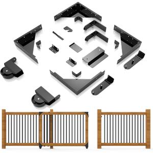 Sliding Gate Hardware Kit, Sliding Deck Gate Kit, Anti Sag Gate Kit | Heavy-Duty Galvanized Steel Construction, Comes with Smooth Silent Rollers, Fits 2x4" or 2x6" Rails, 1.5" thickness