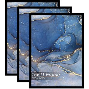 Fxojyvo 15x21 Picture Frame Set of 3, Black Frame for 15 x 21 Inch Picture Poster Photo, Light Weight and High Transparent 15 by 21 Frame for Wall - 3 Pack/Black/15 x21