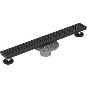 Neodrain 24-Inch Matte Black Linear Shower Drain,Stainless Steel Linear Drain with Quadrato Pattern Grate,Rectangle Shower Floor Drain with Hair Strainer, Shower Drain Base
