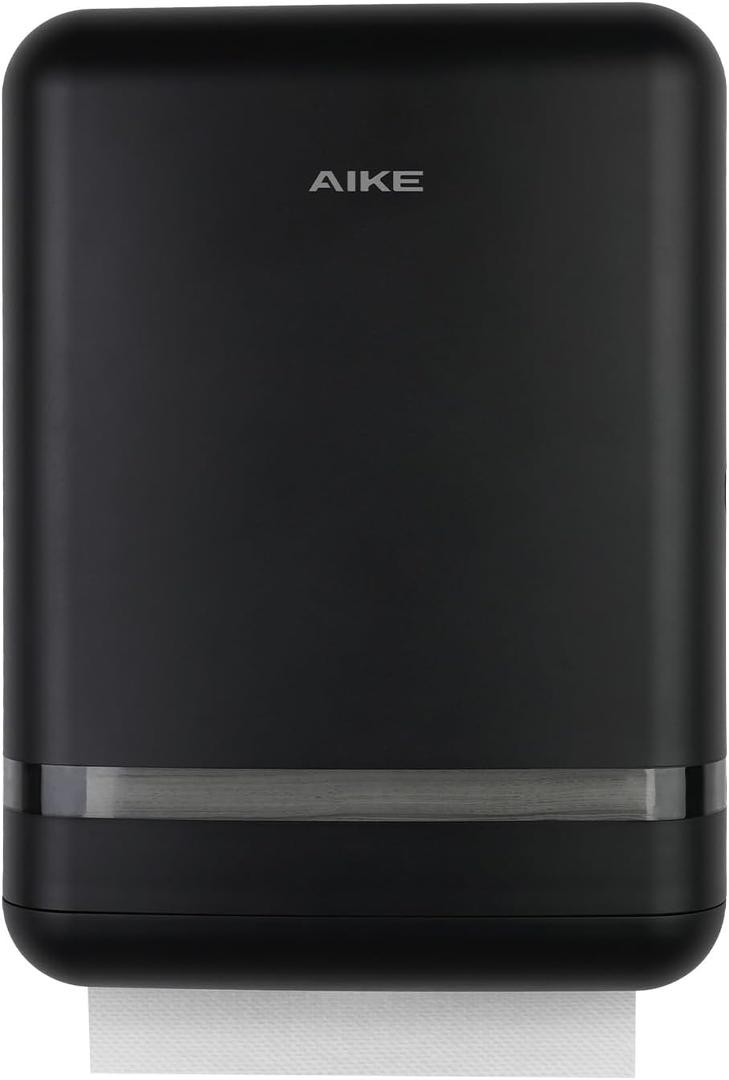 AIKE 400 Sheets Multifold Paper Towel Dispenser Wall Mount for Commercial with Lock Large Capacity, Black (Folded Size 9.0" x 3.5" Or Smaller)