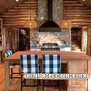 Hemp Rope Woven Pendant Light Woven Light Fixture Boho Chandelier Light Fixture Wicker Pendant Lights Rattan Lights Pendant Dome Wicker Chandelier for Dining Room Kitchen Island(Bulb Incl.
