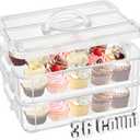 Teenyyou 36 Cupcakes Carrier 2-layer for Cake Container Cupcake Holder with Lid and Handle Detachable Dessert Dessert Small Snack for Party Storage Container