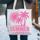 Retro Beach Coastal Summer Day Sunshine Canvas Tote Bag, Reusable Grocery Bags for Shopping, Office Work, Daily Commute Cotton Beach Totes for Women, Christmas Birthday Vacation Friendship Girls Trip