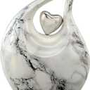 Eternal Tear  Loving Heart Teardrop Cremation Urn for Human Ashes  Solid Metal Adult Memorial Urn Holds Ashes Up to 210 lbs  Unique Drop-Shaped Funeral Urn with Velvet Bag (Carrara White)