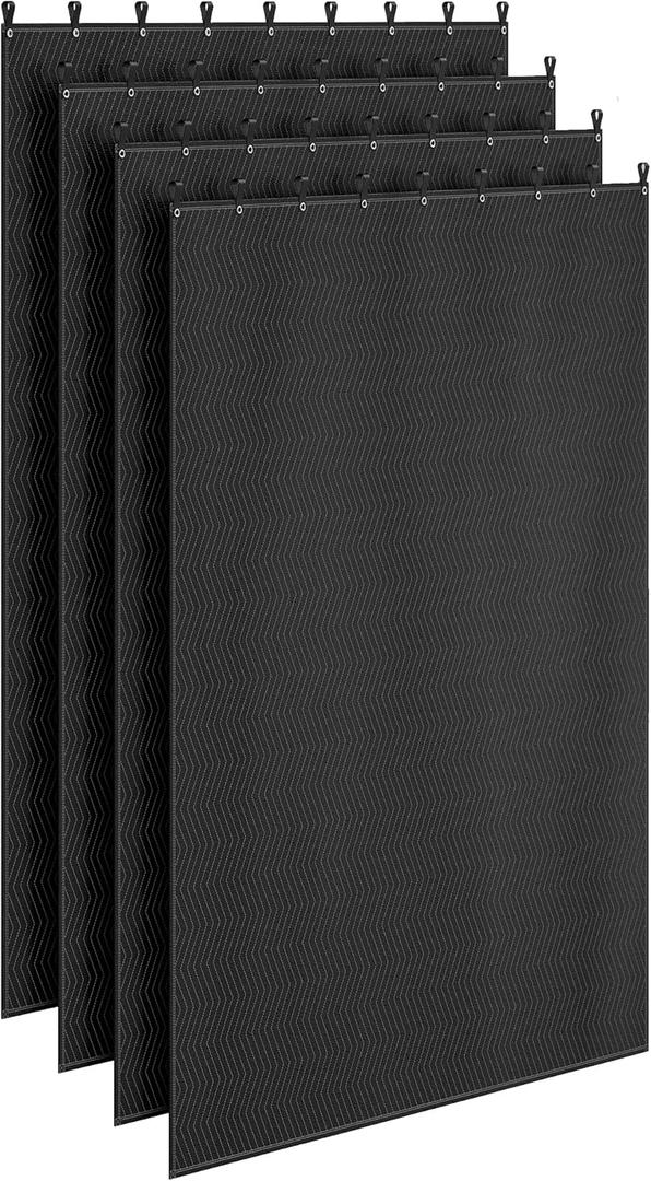 Soundproof Blanket for Door 4PCS, 96" x 80" Heavy Duty Acoustic Sound Dampening Blanket with Metal Grommets, Noise Reduction & Light Blocking for Studio, Room, Basement (96" x 80")