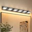 VOLISUN Modern Bathroom Vanity Light Fixtures (6-Light, 48-Inch), 5CCT Dimmable Lighting Fixtures Over Mirror, 360 Rotatable Head, Black LED Vanity Lights