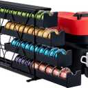 ZCDCP Black Metal 4 Tier Coffee Pod Holder, Nespresso Coffee Pod Holder Vt Pod Wall Mountable Storage Drawer, for Vtline Capsule Coffee Machine (40 Pods Capacity)