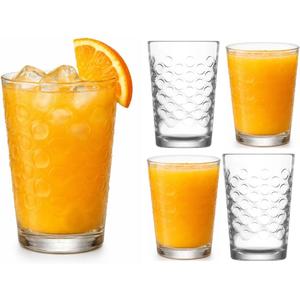 BOHEM'S Small Juice Glasses, Clear Glass Cups Tumblers, 7 Oz, Drinking Glassware for Orange Juice, Water, Milk, Coffee, Perfect for Tasting and Small Portions, Set of 4