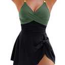 Blooming Jelly Womens One Piece Swimsuit Tummy Control Bathing Suit Gold Metal Tie Knot 2026 Swim Dress (Black, XXL)