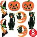 Beistle 8 Piece Retro Vintage Paper Halloween Decoration Cut Outs, 14" - 23"