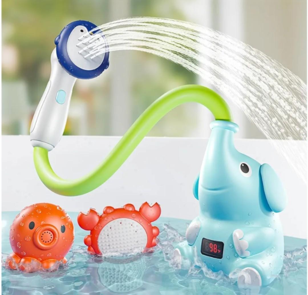 G-WACK Baby Bath Toys Shower Head Sprayer with Water Thermometer for New Borns, Toddlers and Kids | Baby Accessories, and Essentials in Bathtub or Sink | Shampoo Bath Rinser | USB Rechargeable-V2