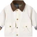Volunboy Toddler Boys Barn Jackets Corduroy Collar Utility Workwear with Pockets Spring Fall Zip Up Windbreaker Outerwear, Size 110