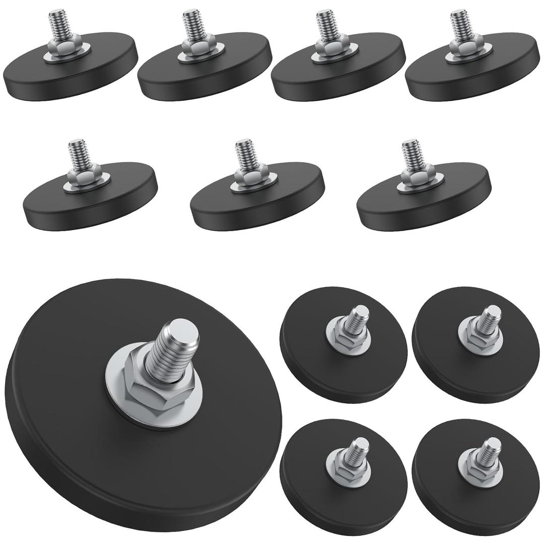 12 Pcs Magnet Base 1.69 Inch Round Neodymium Mounting Magnet M6 Thread Stud Anti-Scratch Strong for Lighting Bar Camera Cabinet Blackboard Refrigerator  