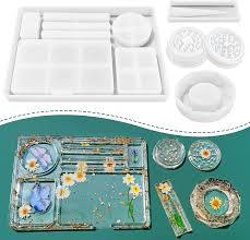 QWORK 5 PCS Resin Molds Silicone Molds for Epoxy Resin - Includes Large Rolling Tray, Grinder, Container, and Holder Molds – Easy to Demold & Clean – for DIY Crafts & Gifts, DIY Resin Epoxy Kit  
