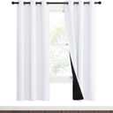 NICETOWN White Blackout Curtains 70 inches Long, 2 Pieces, 37" Wide Each Panel, Full Light Blocking Drapes with Black Liner for Nursery, Noise Reducing Thermal Insulated Draperies for Doorway