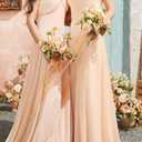 Ling's moment Artificial Flowers Apricot and Peach Bridesmaid Bouquet Set of 4, Peach Wedding Flowers Bouquets for Bridesmaids, 7 Inch Bridal Bouquets for Bridesmaids, Wedding, etc