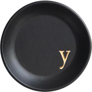 COLLECTIVE HOME - Ceramic Jewelry Tray, Decorative Trinket Dish for Rings Earrings Necklaces Bracelet Watch Keys, Birthday Mother's Day Christmas Gift for Women, 4.75", Black Surface (y)