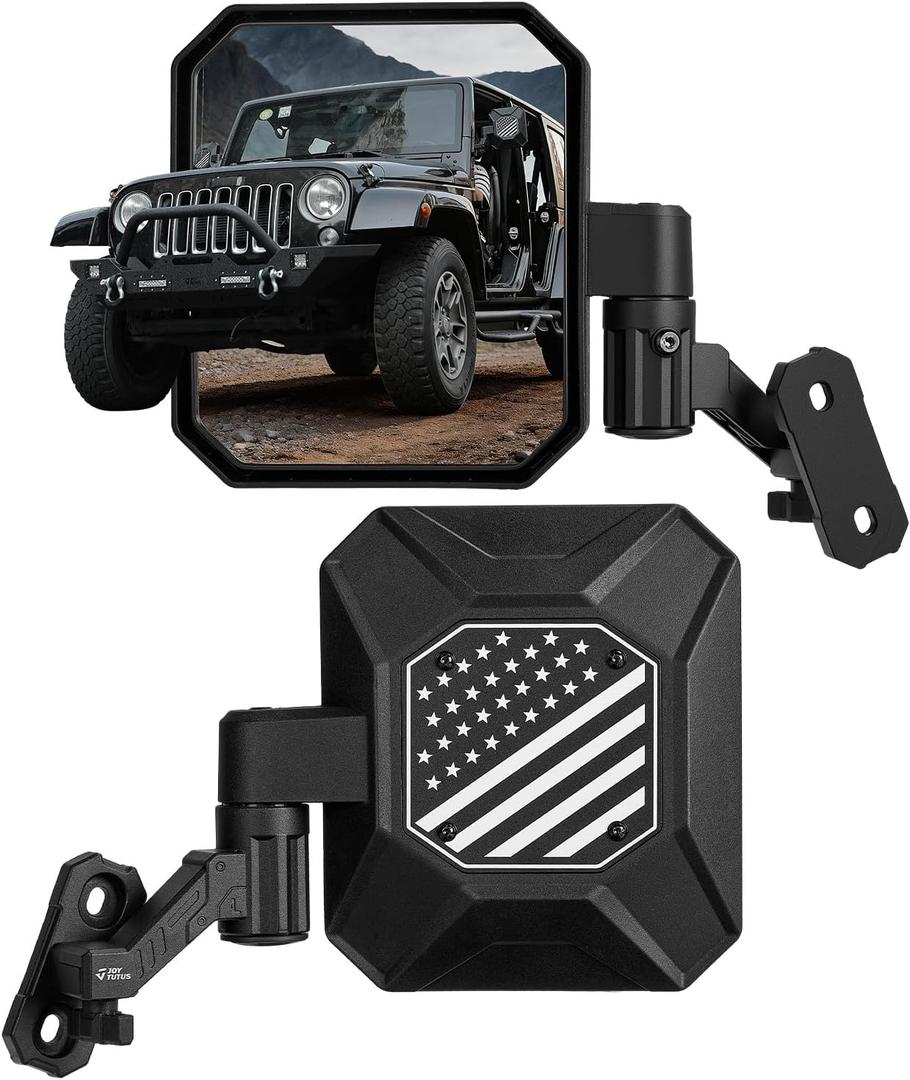 JOYTUTUS Mirrors Doors Off for 1997-2018 Wrangler TJ JK JK Unlimited, 9" Oversized Anti-Vibration Side Mirrors with Auto-Fold Breakaway Design, Quick Release Base for Off-Road Mirrors