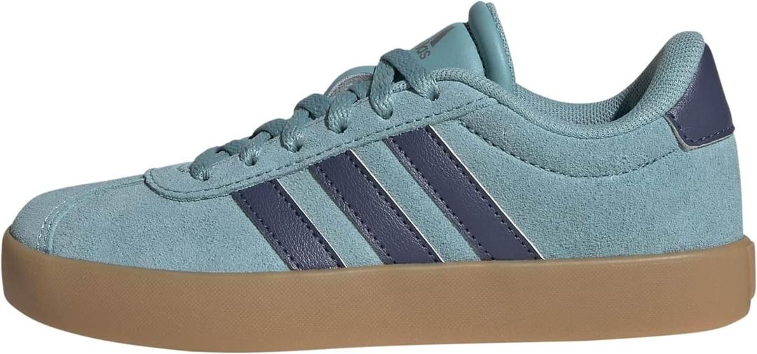 adidas Kids' VL Court 3.0 Shoe (4 Big Kid, Mint Ton/Preloved Ink/Silver Metallic)