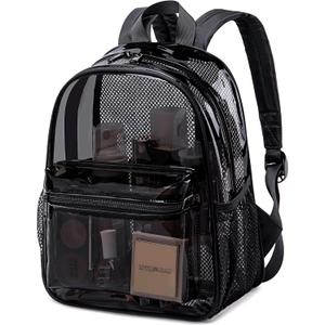 Clear Mini Backpack Stadium Events 12x12x6 Small Transparent Backpacks Plastic See Through Bag for Work Festival Security Travel