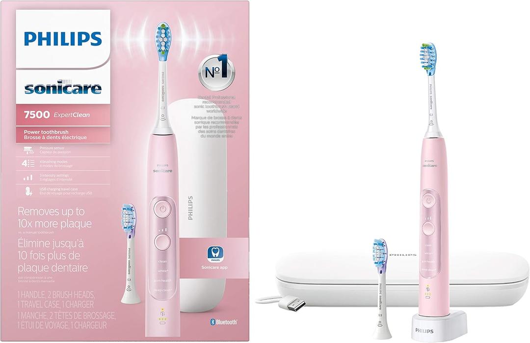 Philips Sonicare ExpertClean 7500 Pink, Rechargeable Electric Power Toothbrush, HX9690/07 (1 Count (Pack of 1))