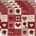 Artoid Mode Buffalo Plaid Love Hearts Valentine Placemats Set of 4, 12x18 Inch Anniversary Wedding Table Mats for Party Kitchen Dining Decoration