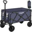 Homgava Collapsible Folding Wagon Cart 150L, Heavy Duty Garden Cart with All Terrain Wheels,Portable Large Capacity Utility Wagon Cart for Camping Fishing Sports Shopping, Grey