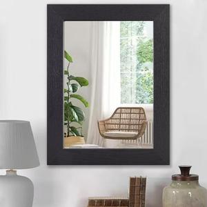 Mirrors for Wall Black Vintage Rustic Wood Framed Mirror Decorative Rectangle Farmhouse Large Wall Mirrors for Living Room Bedroom Bathroom Antique Mirror Wall Decor 20" x 16"
