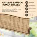 Cordless Bamboo Roman Shades, Light Filtering Bamboo Shades Blinds Window Treatment Roll Up Blind for Windows, 43" W x 64" H, Natural