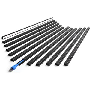 ZhiYo 204in Cord Covers for Wires on Wall, One Small Cord Hider Wall, Self-Adhesive TV Cable Hider, Paintable Wire Covers for Cords, Black Cable Management Raceway Kit, 12x L17in W0.5in H0.3in