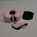 napfun Neck Pillow for Traveling, Upgraded Travel Neck Pillow for Airplane 100% Pure Memory Foam Travel Pillow for Flight Headrest Sleep, Portable Plane Accessories, Pink (Pink (Luxury Sets, With Eye Mask&earplugs))