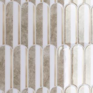 CRE8TIVE 16 Sheets Long Fish Scale Backsplash Tile for Kitchen Peel and Stick Stick on Backsplash for Kitchen 12"x12" White Brown Peel and Stick Tiles Waterproof 3D Tile Stickers for Bathroom Renters