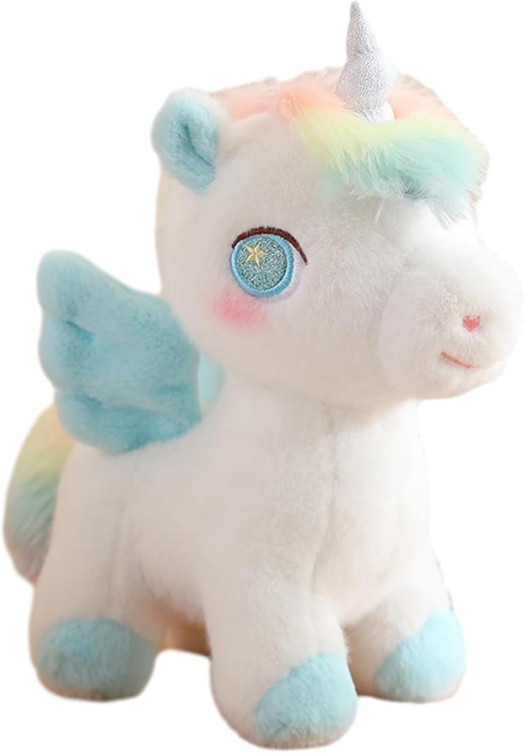 Plush Unicorn Stuffed Animal Hugging Pillow Throw Pillow Anime Gift for Kids and Lovers in Birthday, Valentine's Day, Christmas (10 Inch, Blue)