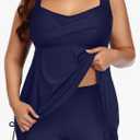 Aqua Eve Women Plus Size Tankini Swimsuit Two Piece Flowy Swimdress Bathing Suits with Shorts 18W